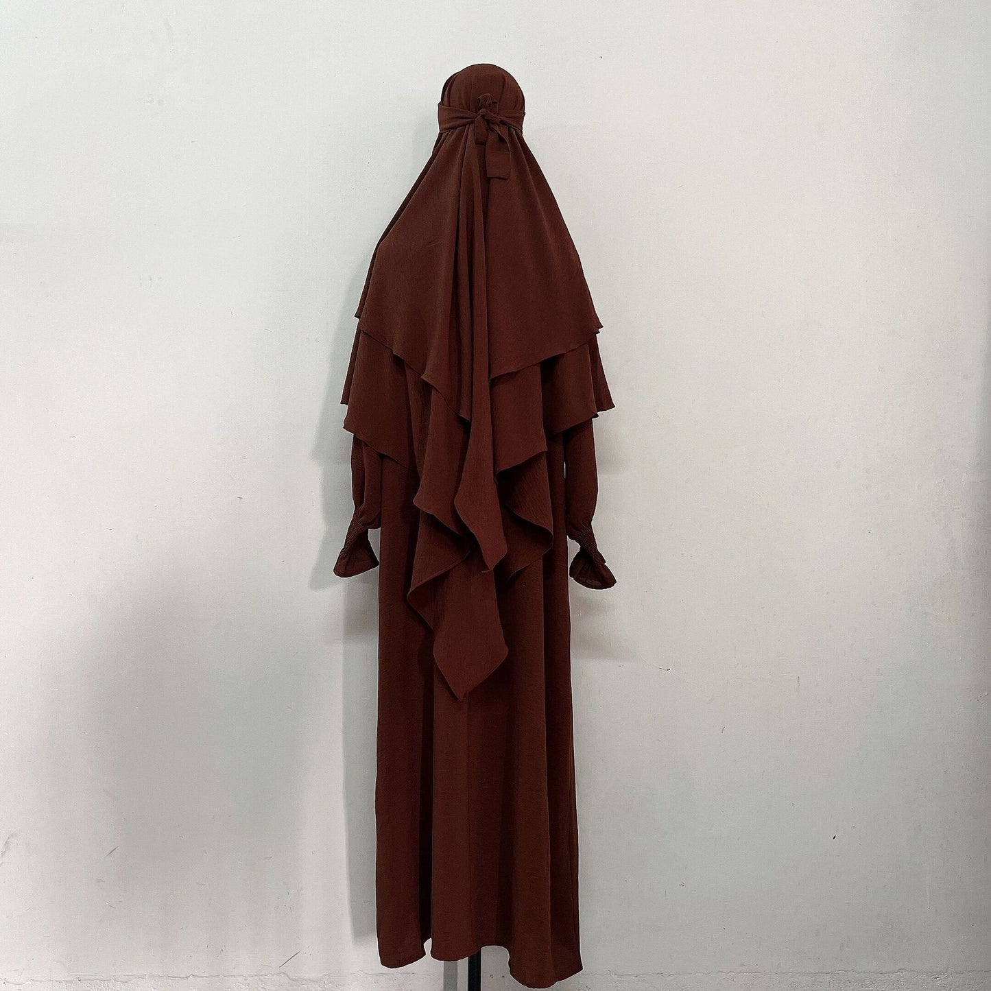 TJ596#Traje de dos piezas + chal de doble capa