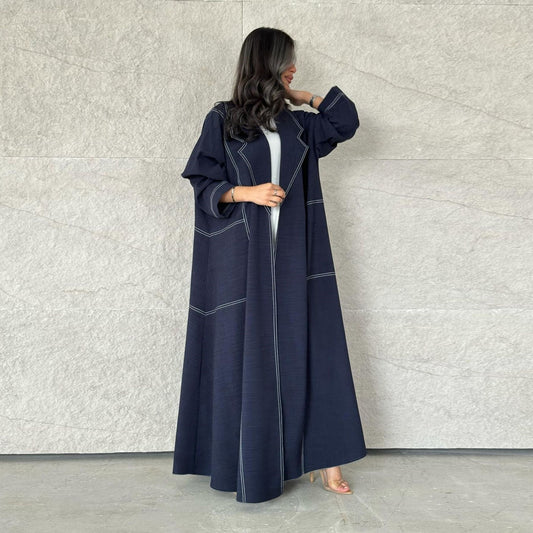MS575#Vestido de moda musulmana Abaya Cardigan Bata de mezclilla sintética
