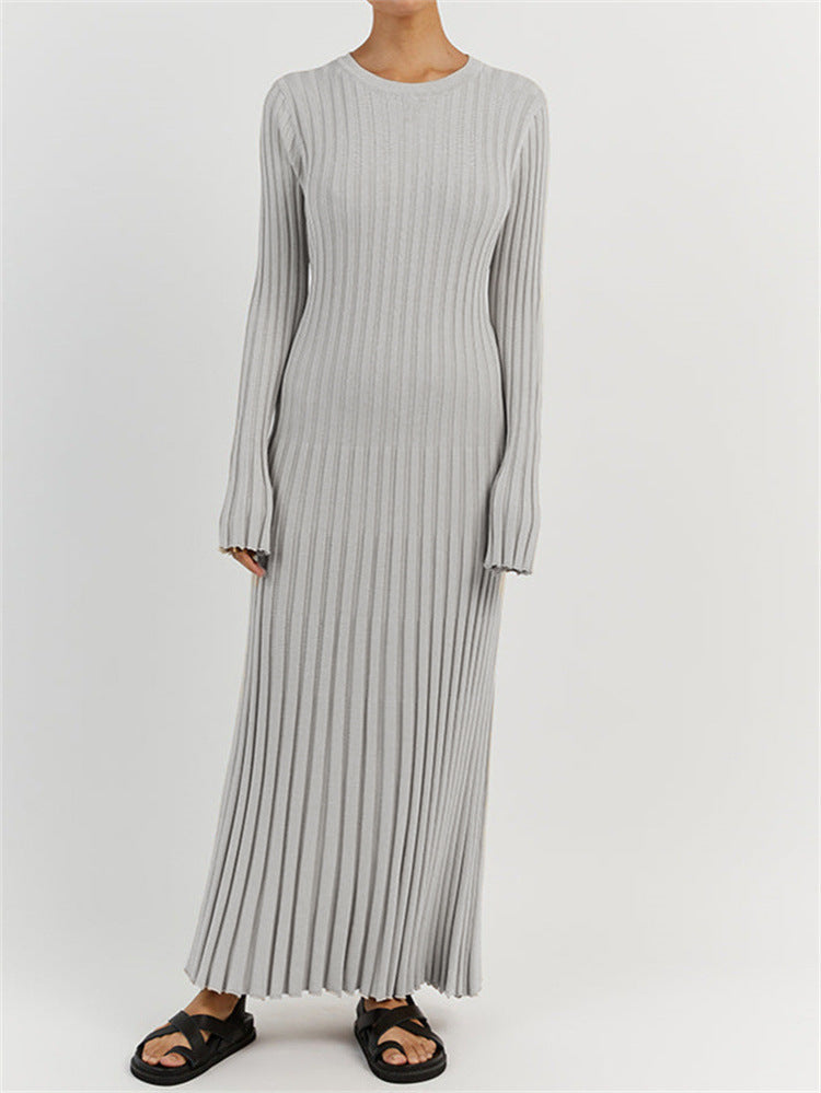 MS415#Suéter vestido largo con tirantes finos y falda de lana