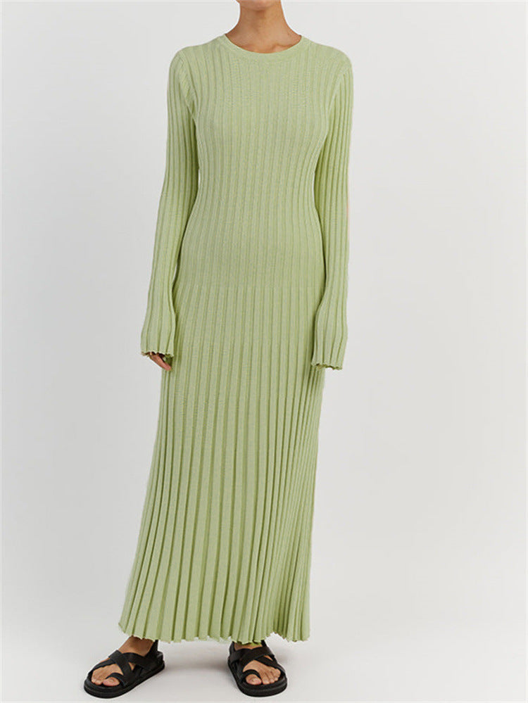 MS415#Suéter vestido largo con tirantes finos y falda de lana