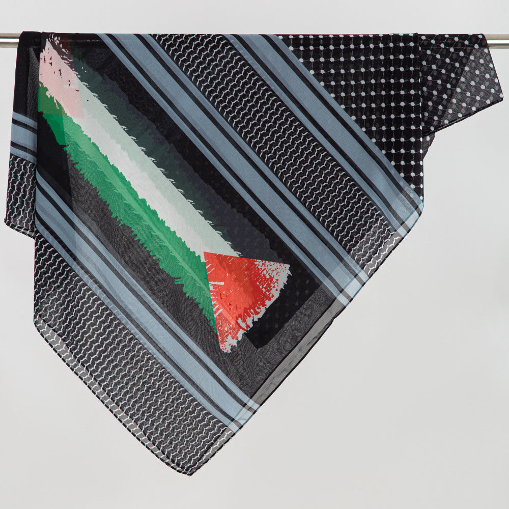 TJ600#Pañuelo para la cabeza con estampado de gasa