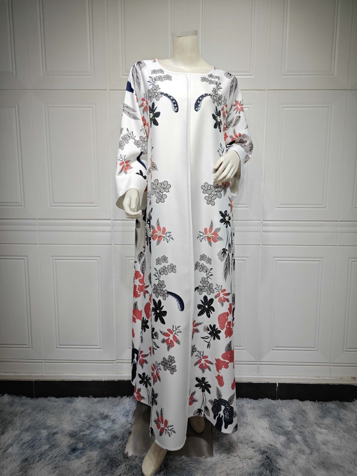 MS570#Fashion Arabian Dubai Burning Flower Hot Diamond Dress Middle East Hot Sale Women's Robe2024