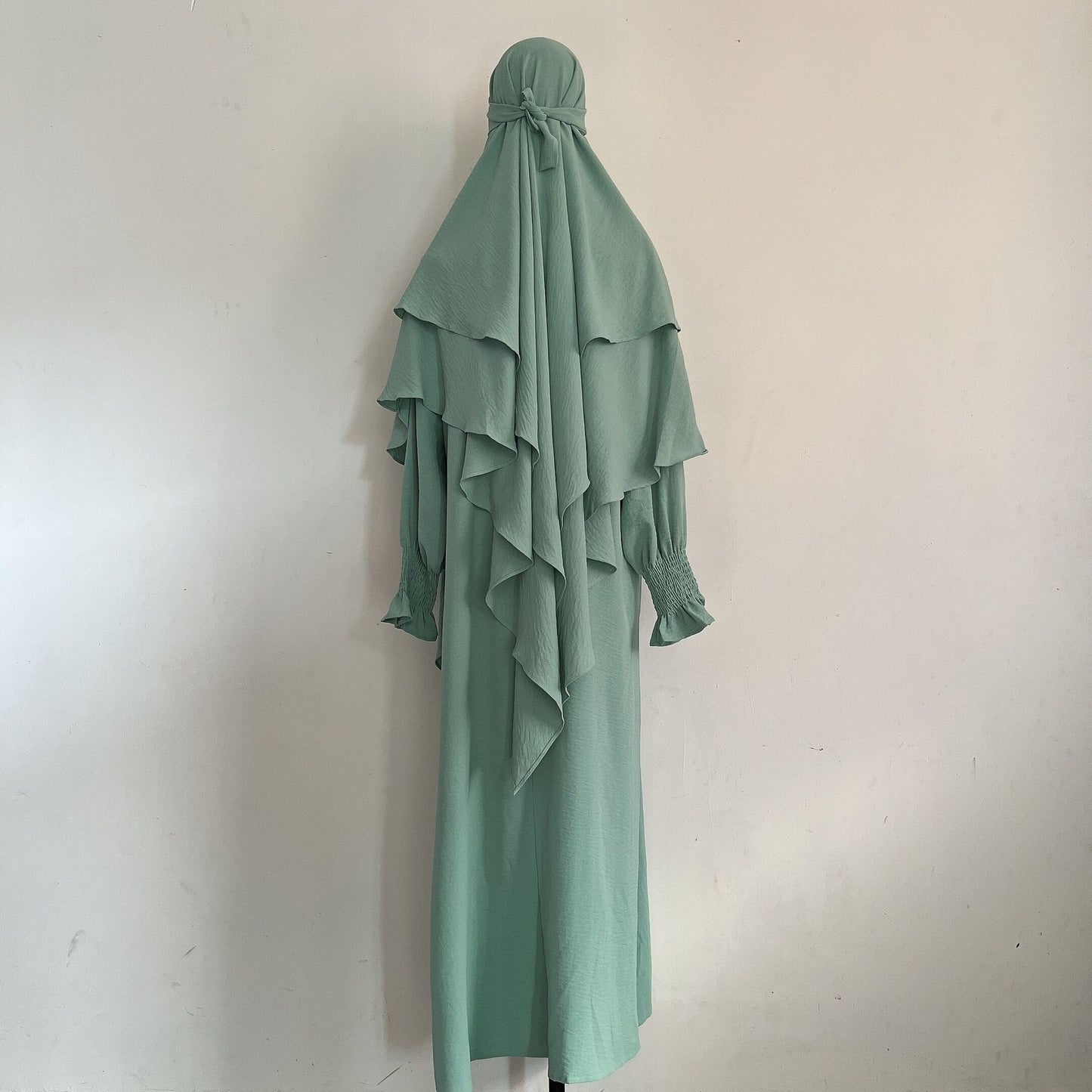 TJ596#Traje de dos piezas + chal de doble capa
