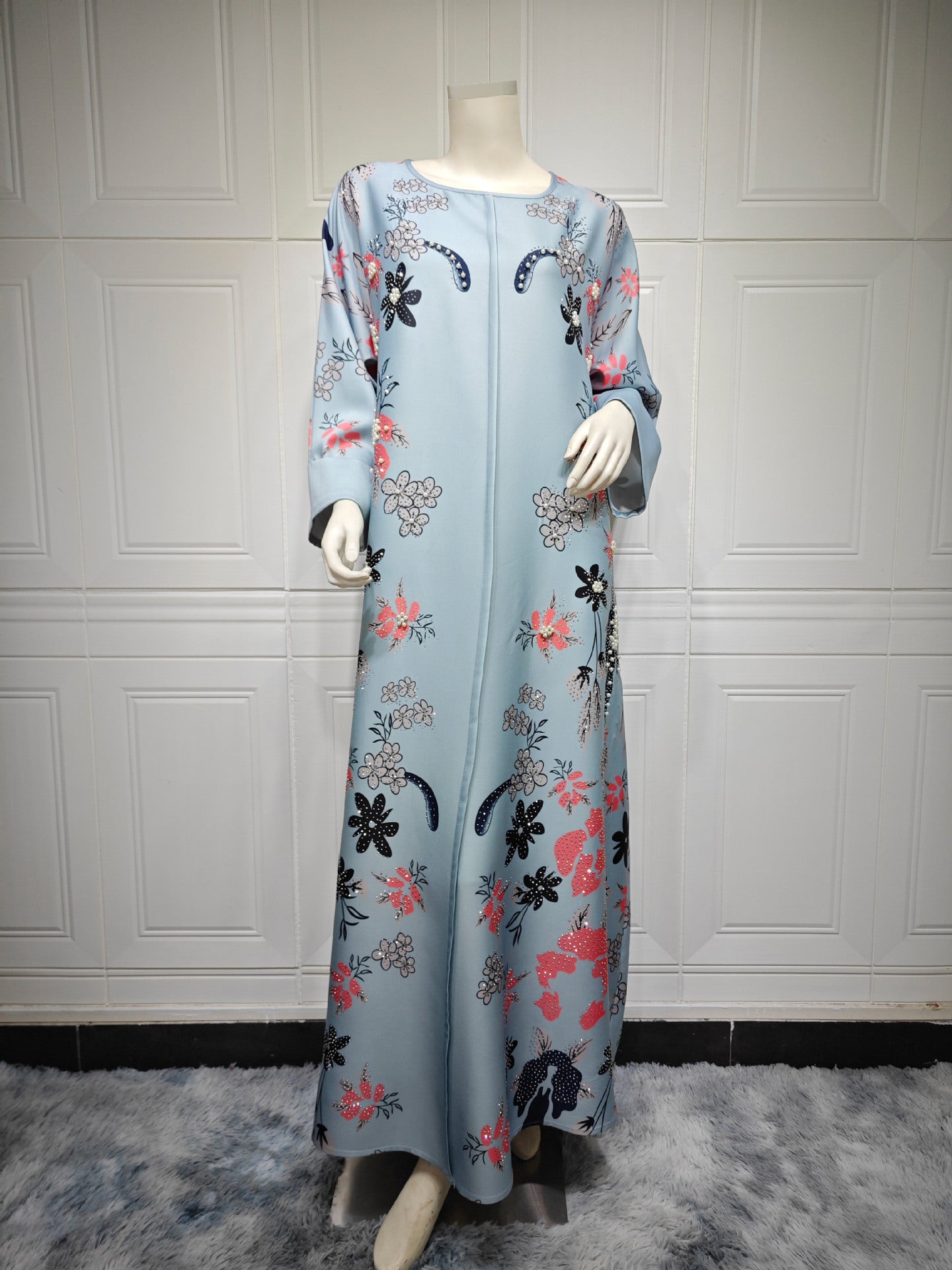 MS570#Fashion Arabian Dubai Burning Flower Hot Diamond Dress Middle East Hot Sale Women's Robe2024