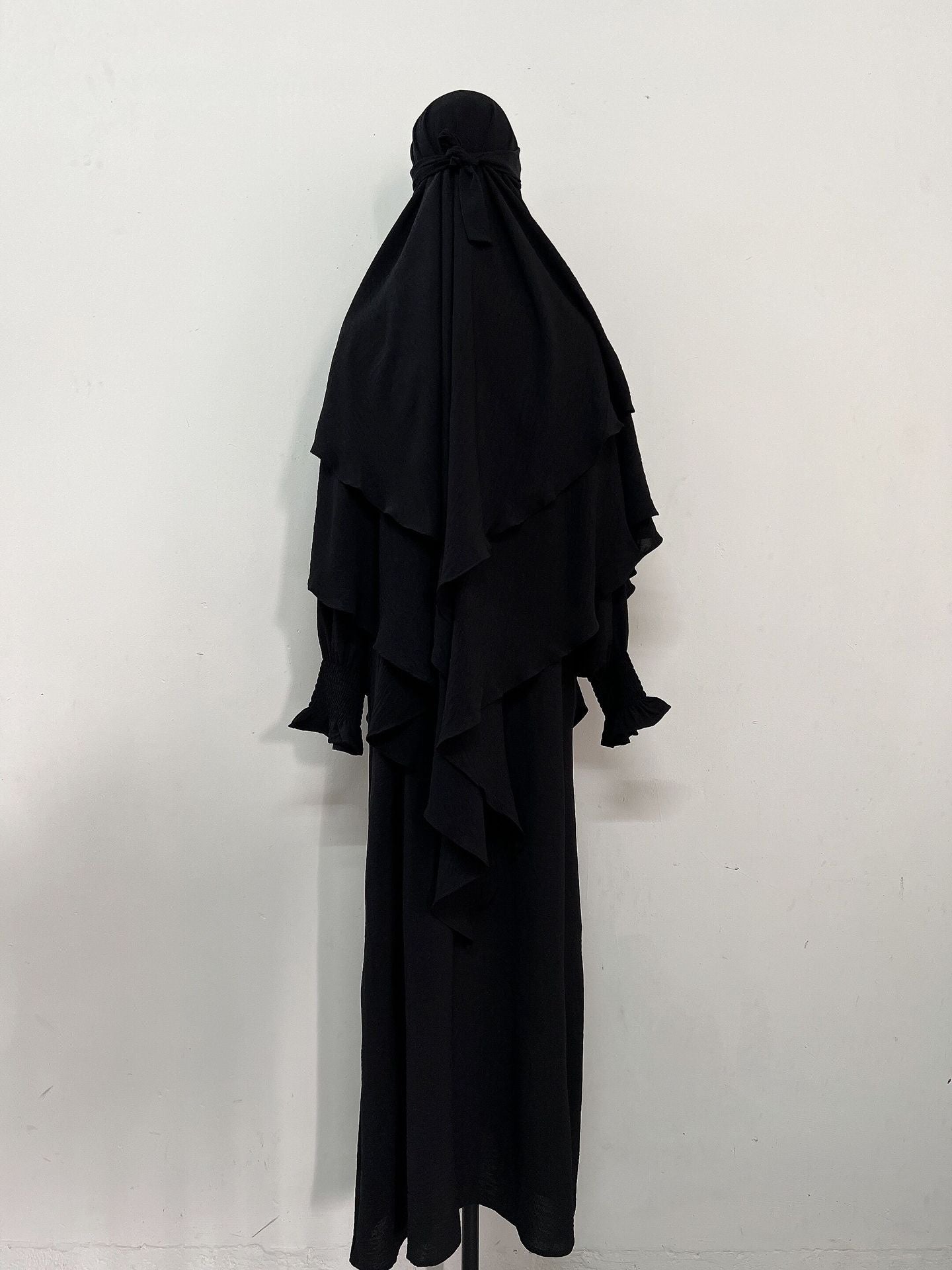 TJ596#Traje de dos piezas + chal de doble capa