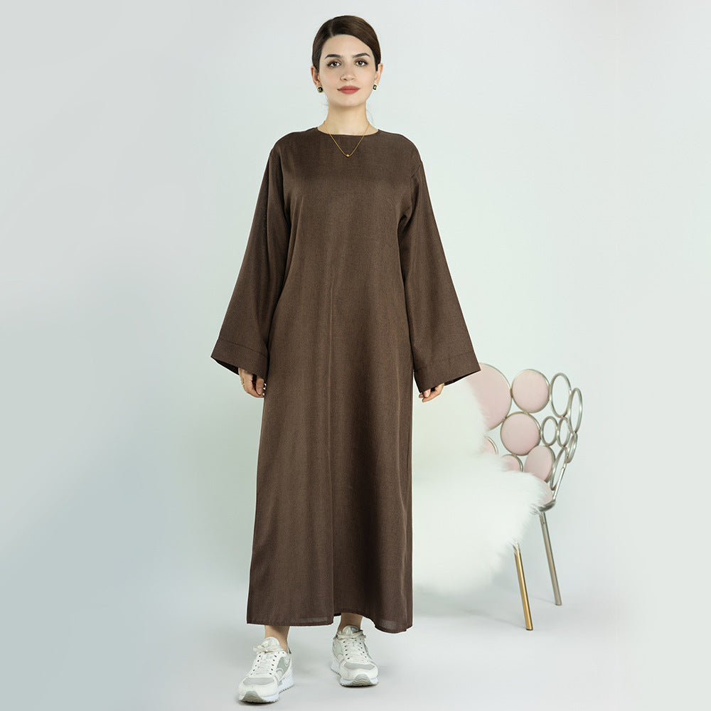 Vestido informal de color liso estilo turco de Dubái para mujer de talla grande MS543