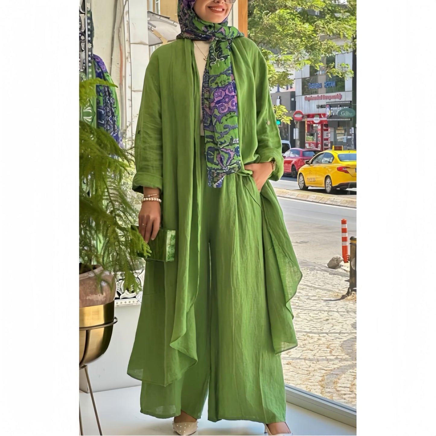 MS578#Nuevo cárdigan informal holgado de moda con pantalones de pierna ancha, traje de dos piezas para mujer para primavera y verano