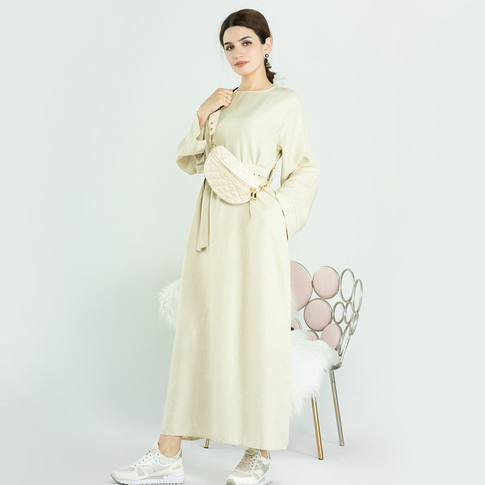 Vestido informal de color liso estilo turco de Dubái para mujer de talla grande MS543