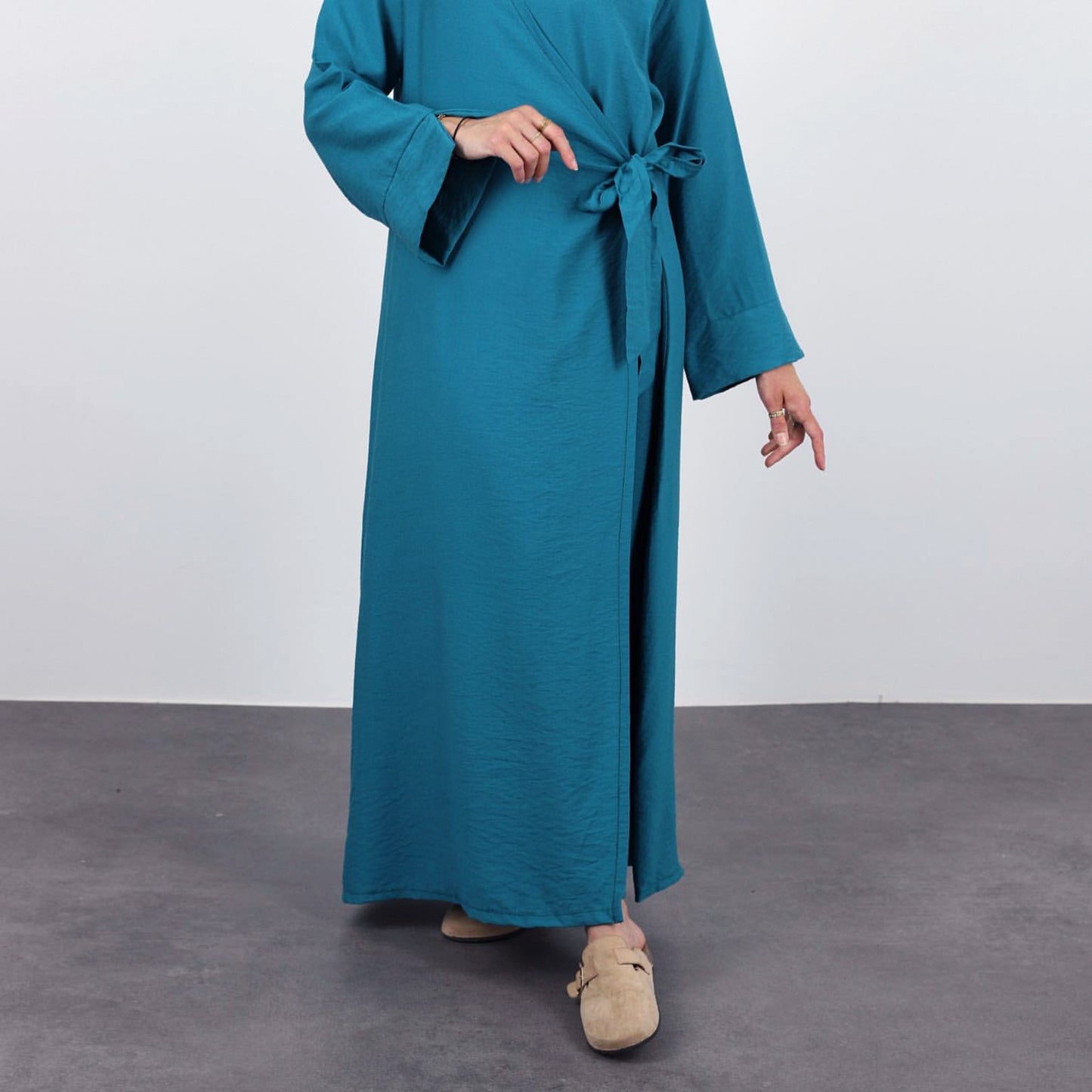 MS580#Dubai Vestido largo de encaje de color liso de Europa del Oriente Medio y América