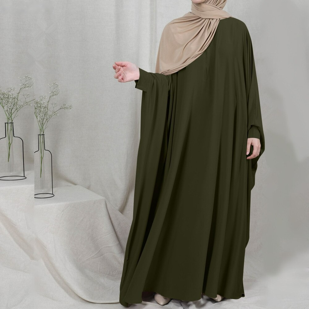 MS376#Vestido de murciélago para mujer con bata suelta con cremallera