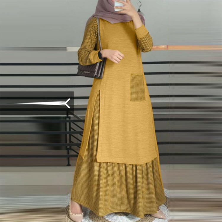 MS340#Jersey de mujer con temperamento, manga larga, cuello redondo, bata grande y suelta