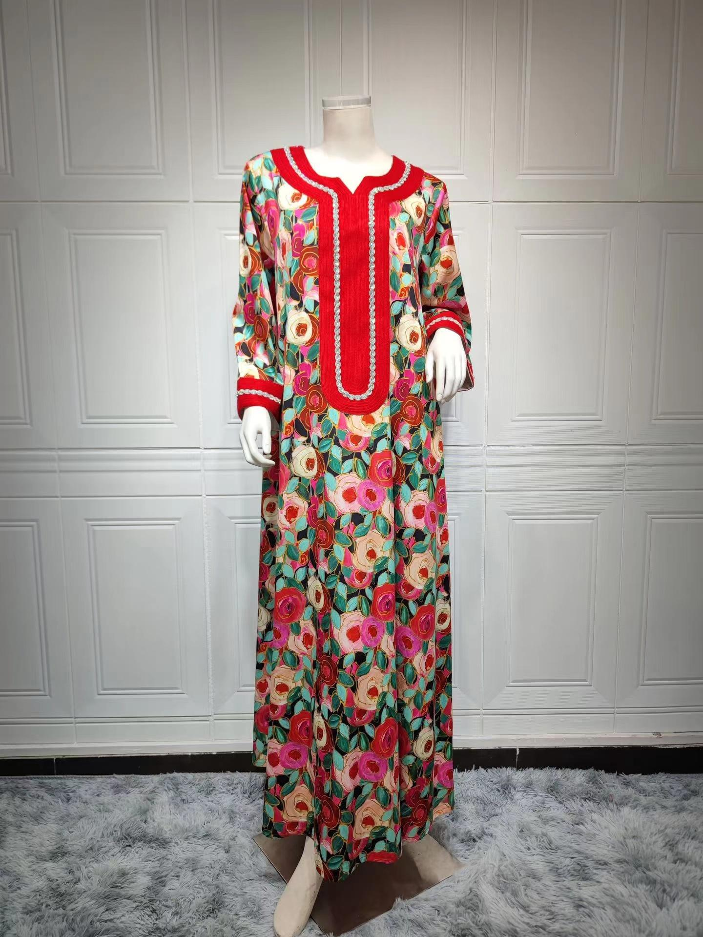 MS299#Vestido estampado para mujer musulmana