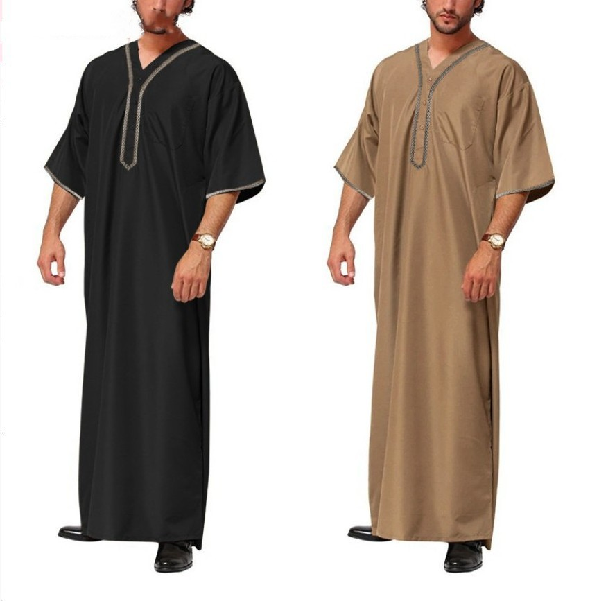 MS323#Batas sueltas con botones para hombres musulmanes