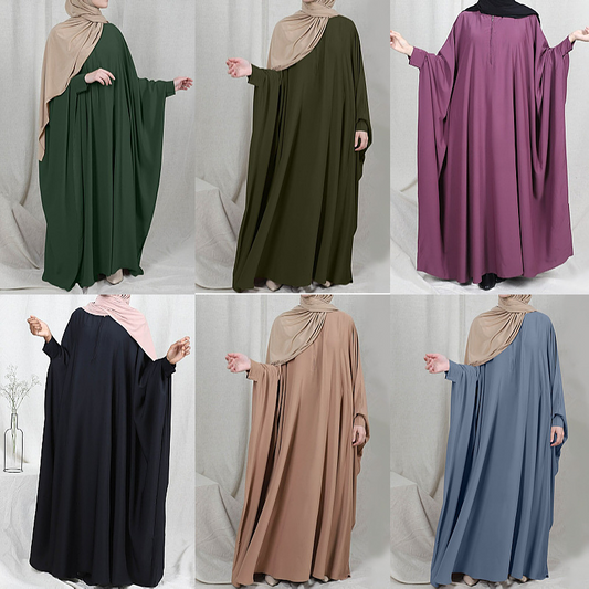 MS376#Vestido de murciélago para mujer con bata suelta con cremallera