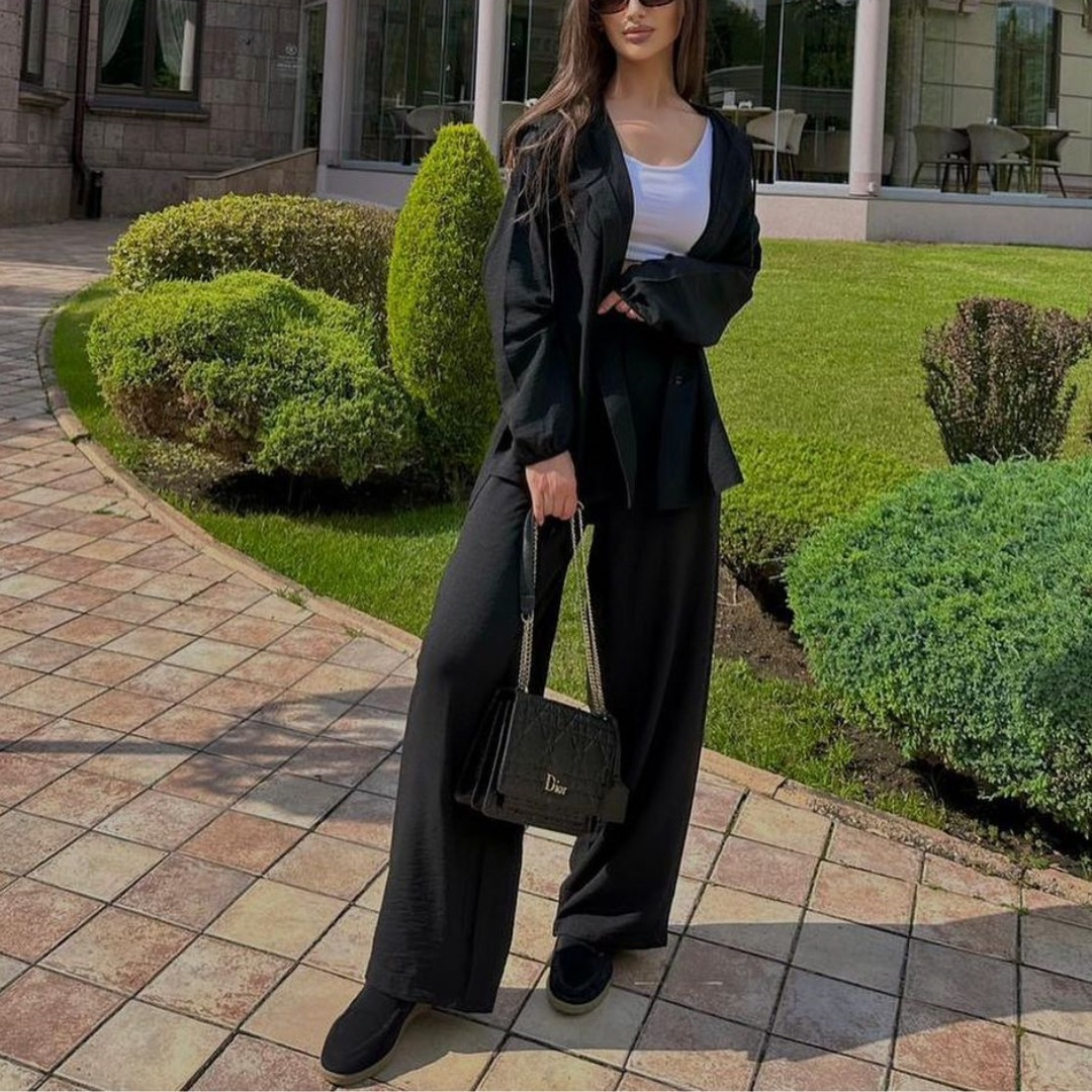 MS366#Traje informal musulmán de manga larga con capucha, chaqueta y pantalón de pierna recta