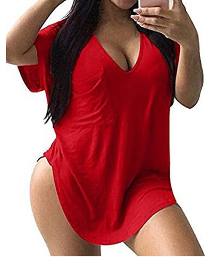 FS308#Camiseta informal de cuello redondo para mujer, talla grande, camisetas de verano