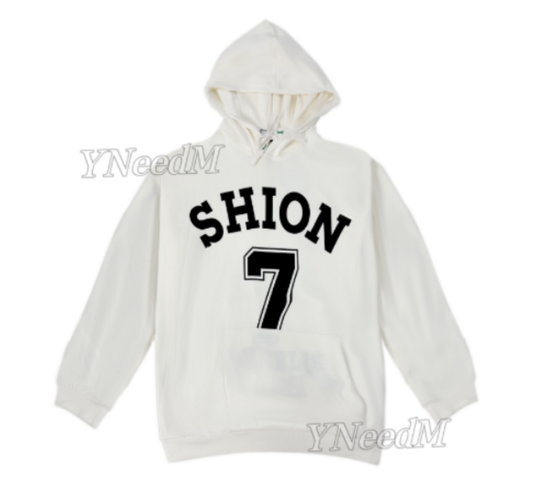 HD002#Suéter holgado informal con capucha y letras bordadas con bolsillo