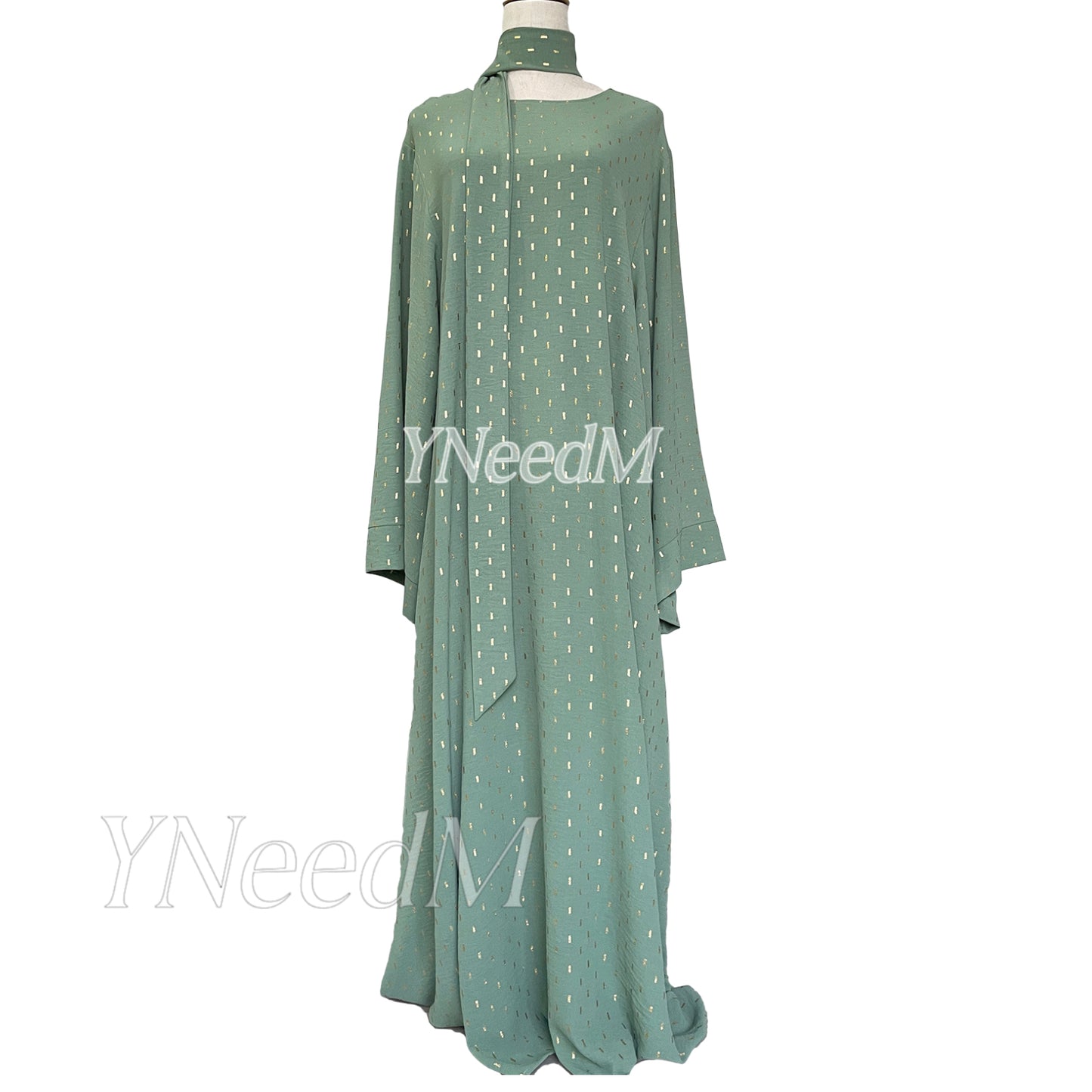 MS321# Abaya musulmana de color bronce con mangas anchas