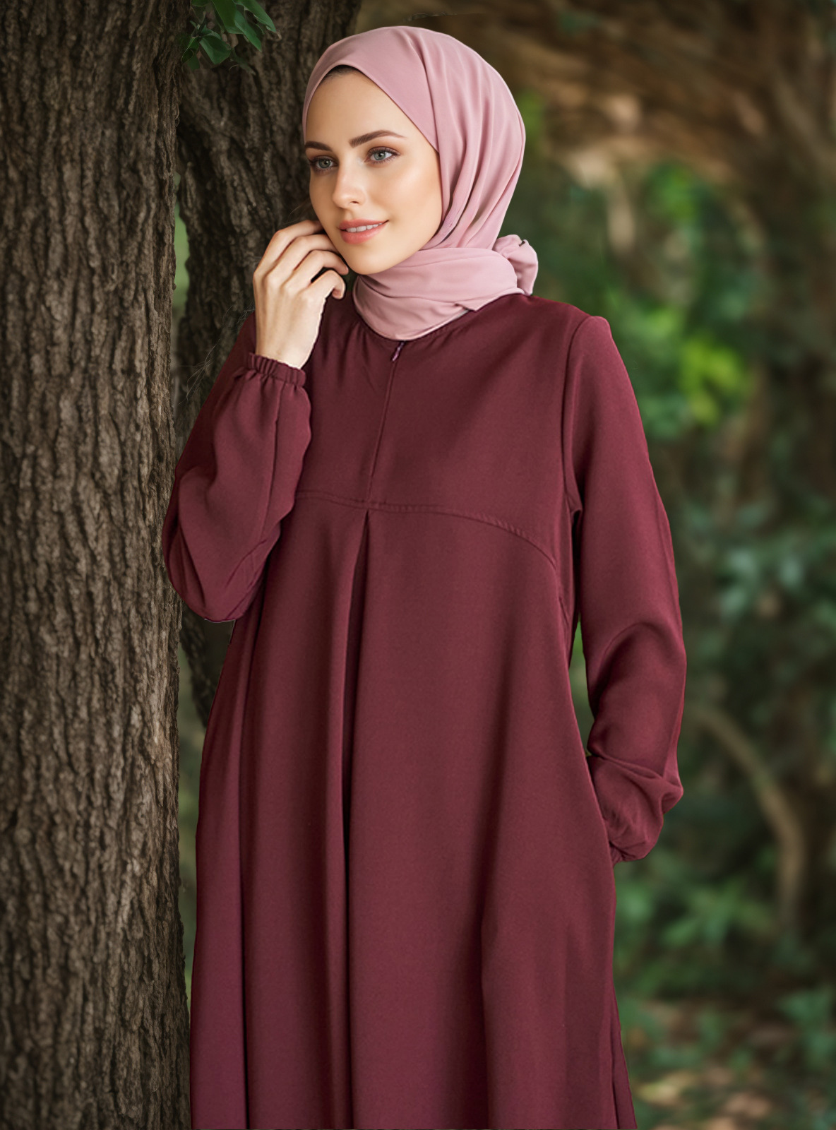 MS370#abaya musulmana Vestido modesto (turbante no incluido)