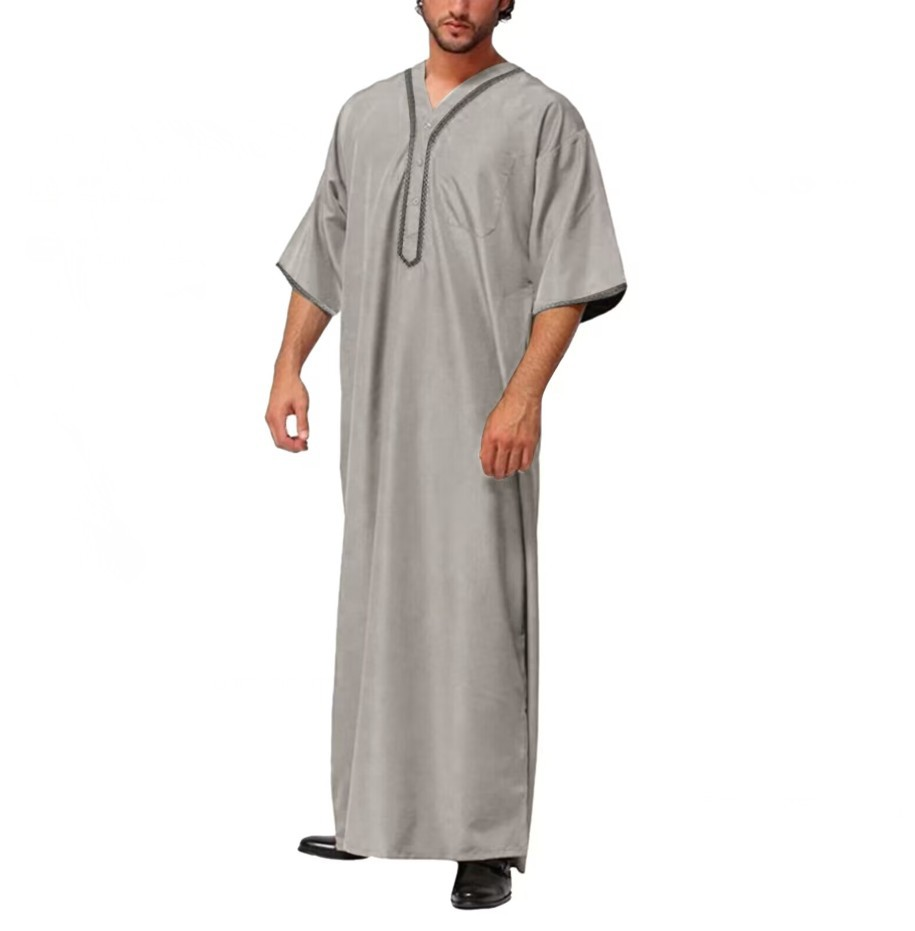 MS323#Batas sueltas con botones para hombres musulmanes