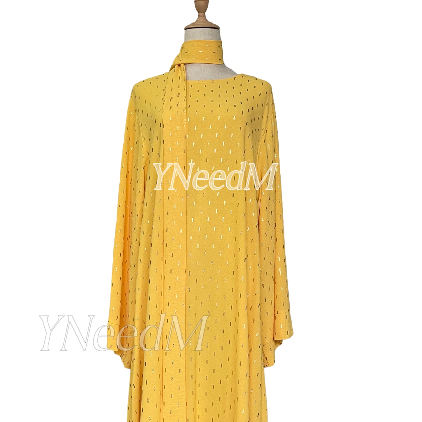 MS321# Abaya musulmana de color bronce con mangas anchas