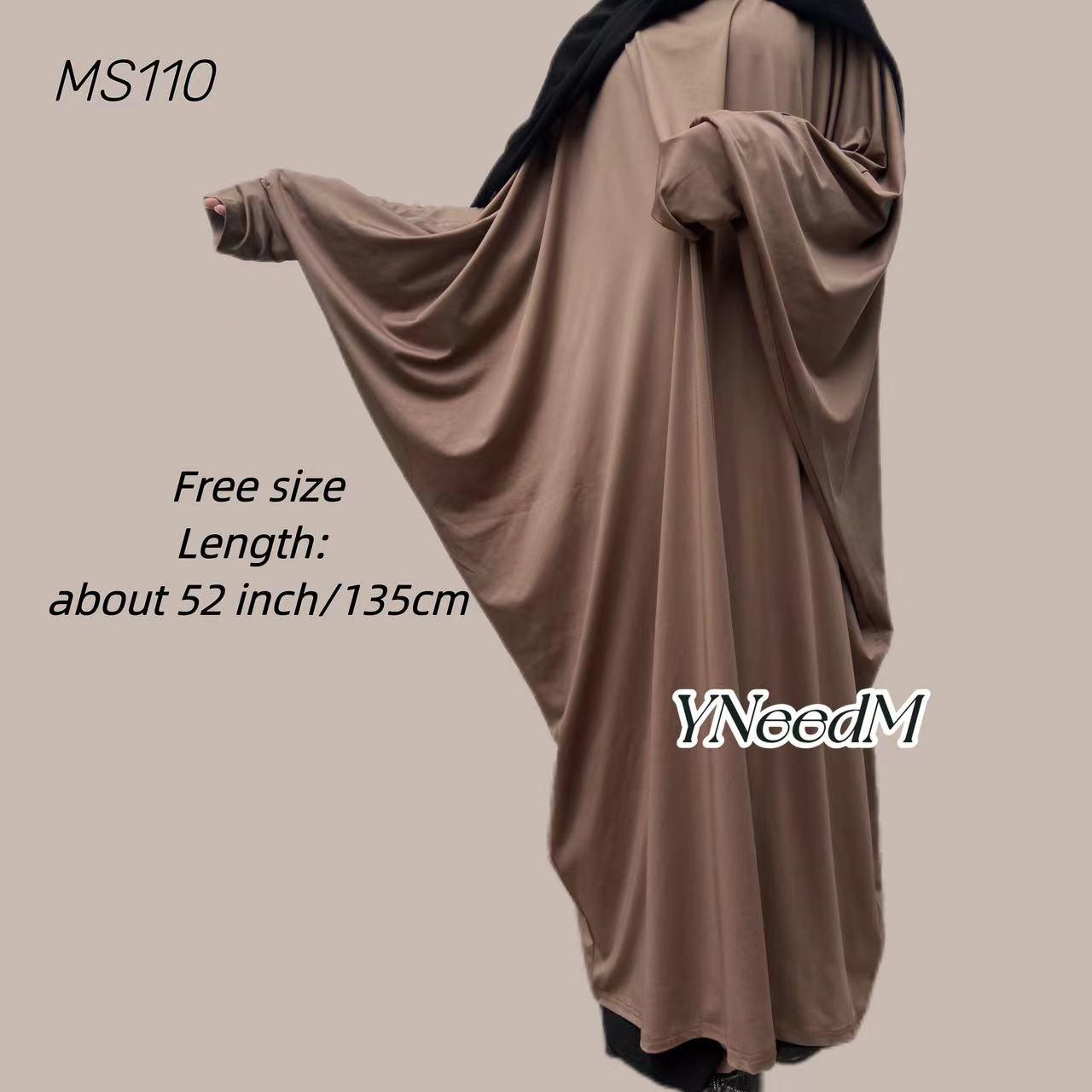 MS110#Falda larga transparente de manga larga con estampado de murciélago para mujer