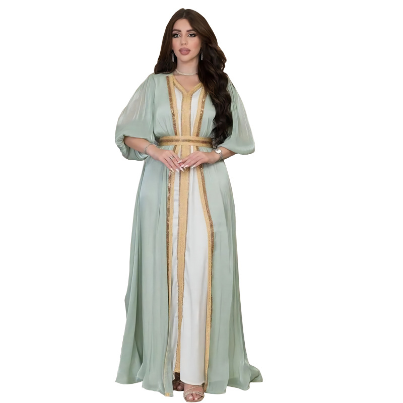 MS310#YNeedM Vestido abaya de tres piezas para mujeres musulmanas, túnica árabe de Oriente Medio para oración islámica