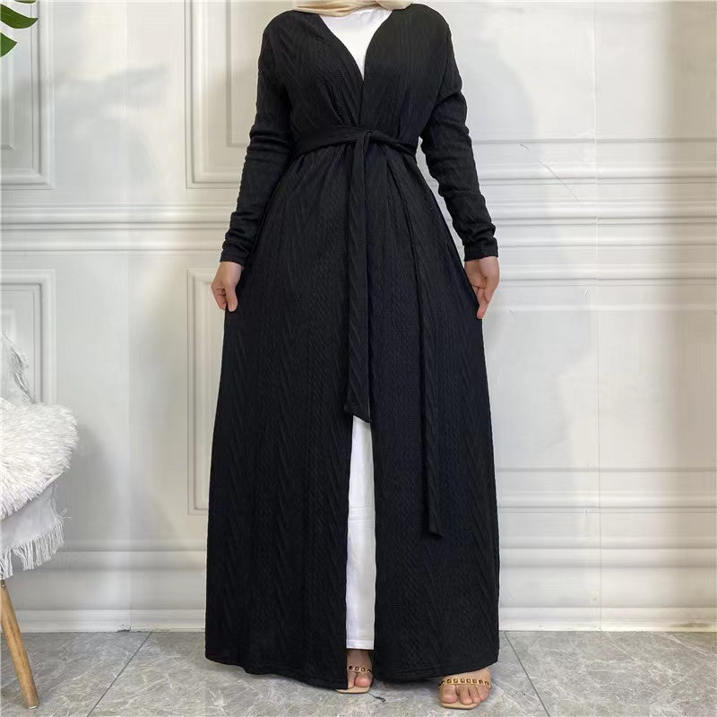 MS181#Bata musulmana de punto tipo cárdigan