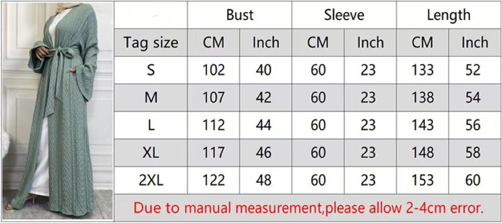 MS213#Muslim knitted solid color dress gown
