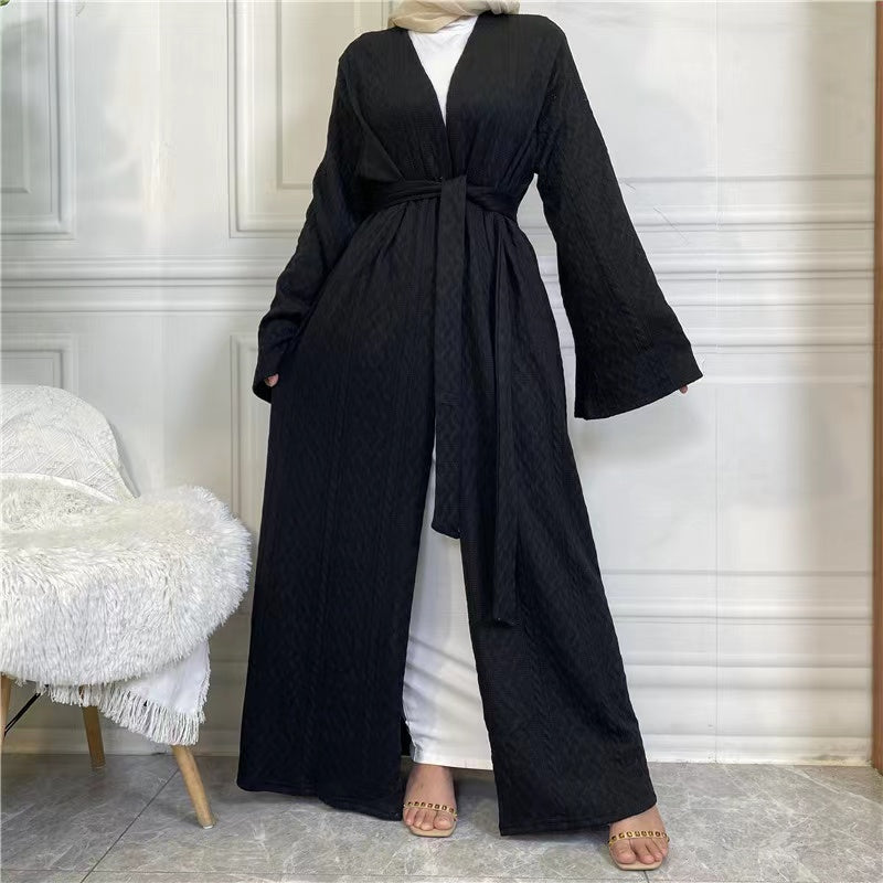 MS213#Muslim knitted solid color dress gown