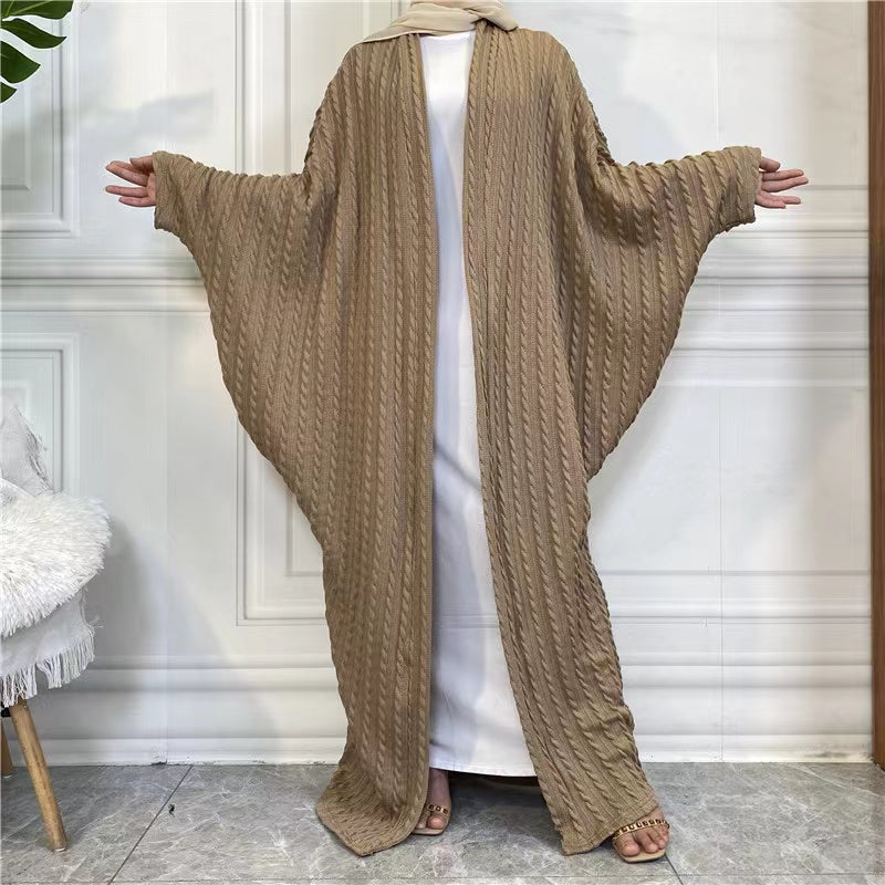 MS218#Muslim bat sleeve knitted loose long abaya