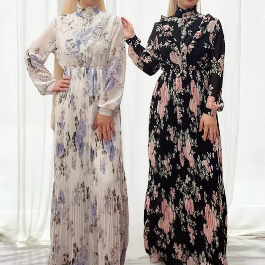 MS235#Vestido floral para mujer musulmana