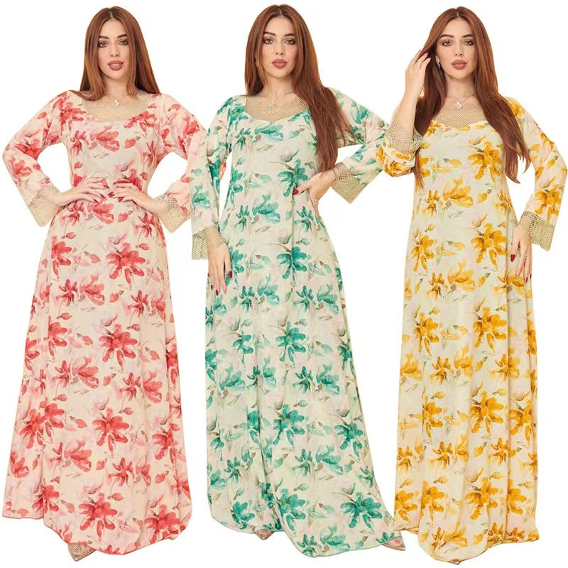 MS247#Vestido de malla estilo musulmán para mujer