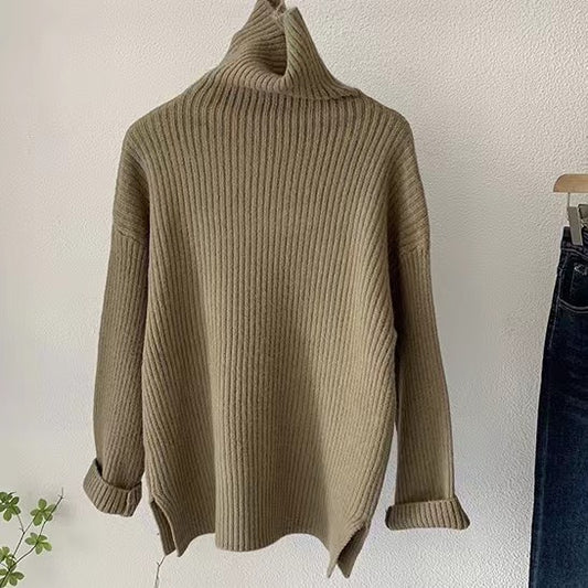 MS270#Suéter sencillo de punto liso para mujer