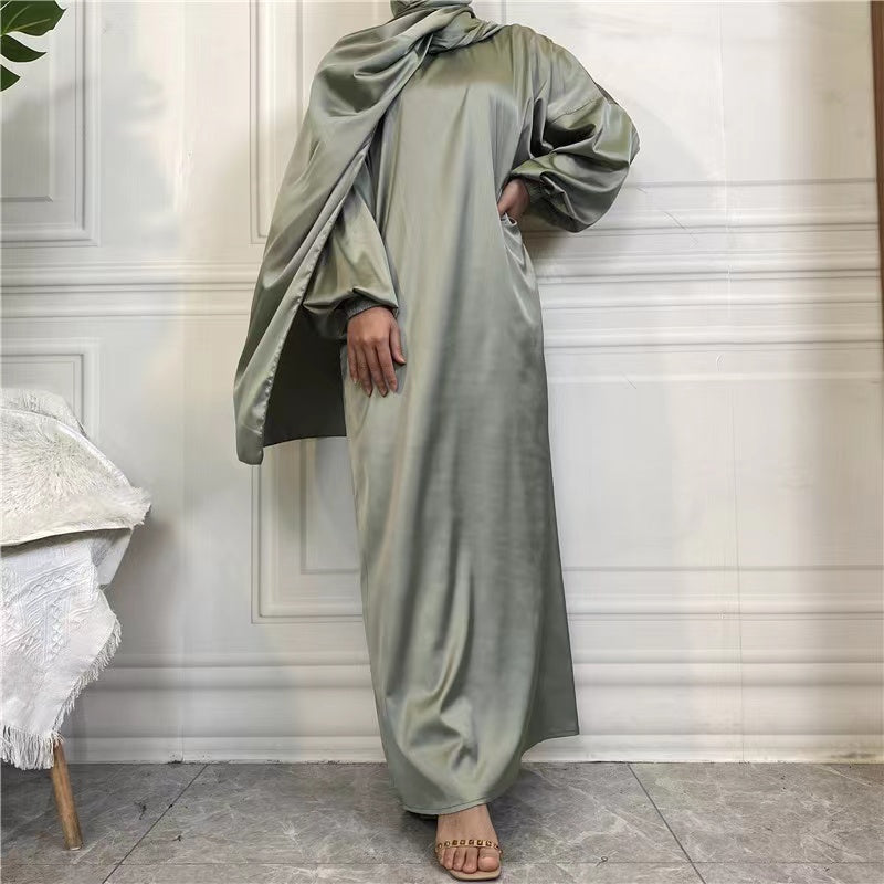 MS272#Bata sencilla con pañuelo para mujer musulmana