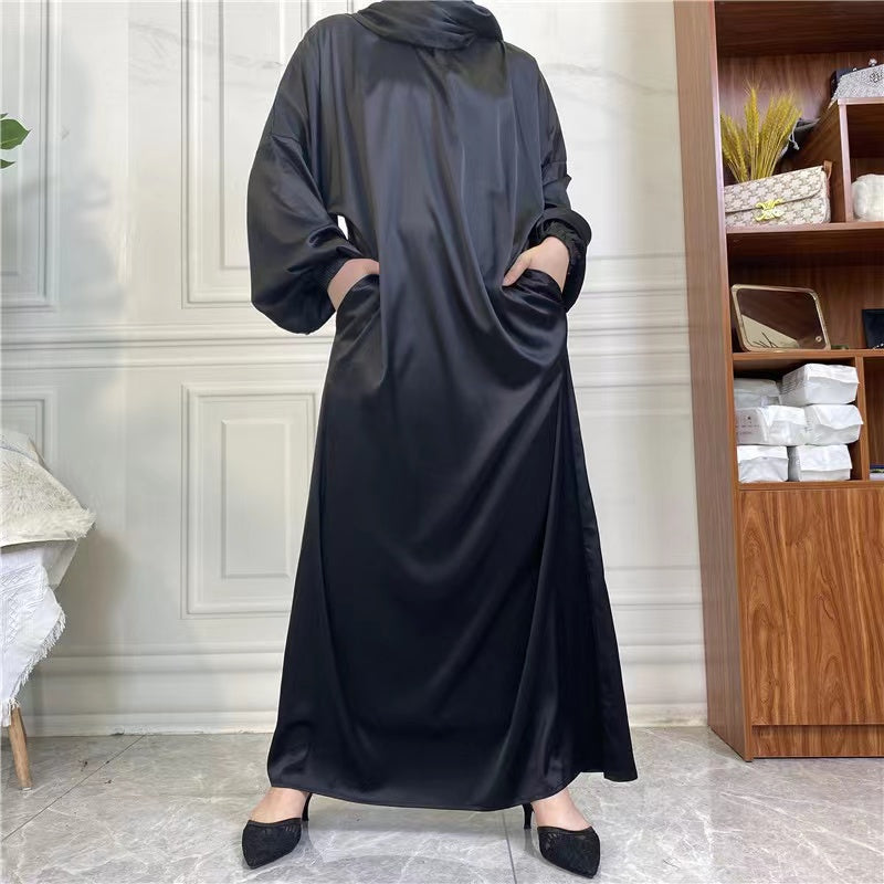 MS272#Bata sencilla con pañuelo para mujer musulmana