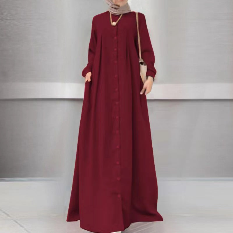 MS278#Vestido liso para mujer musulmana