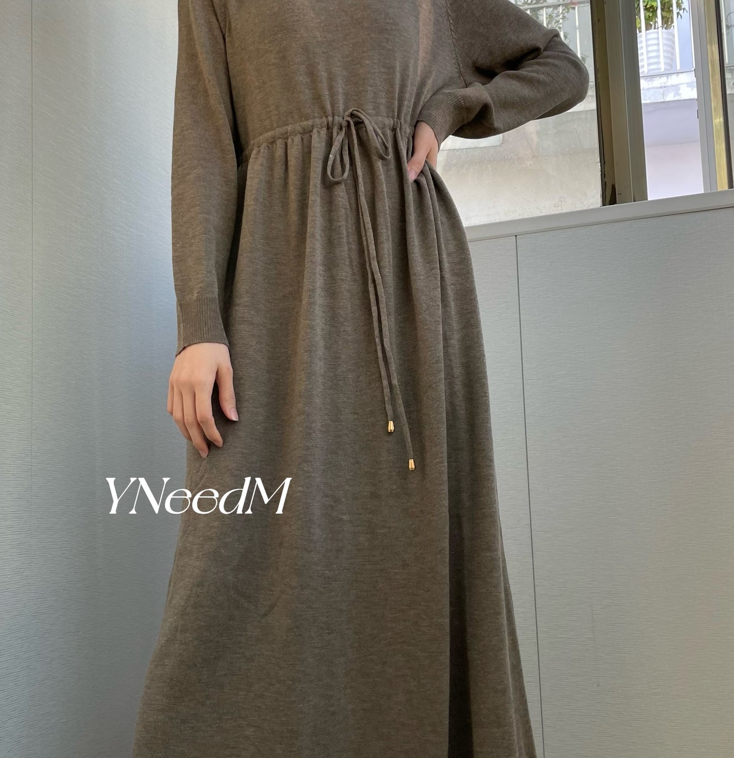 MS279#Vestido musulmán de punto liso