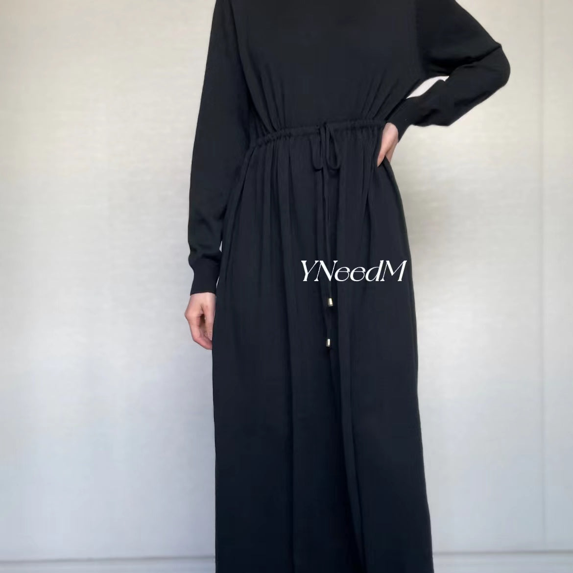 MS279#Vestido musulmán de punto liso