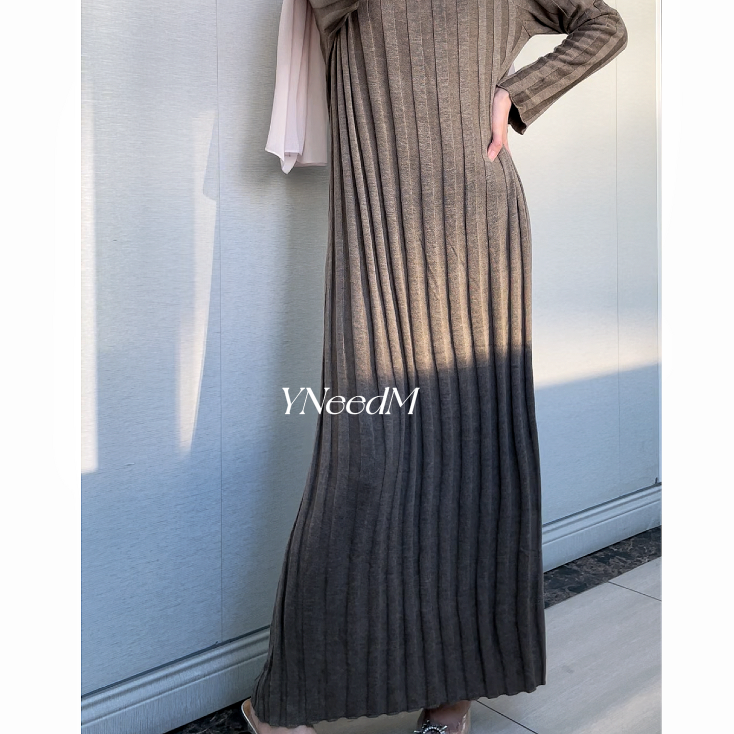 MS282#Vestido musulmán de punto liso
