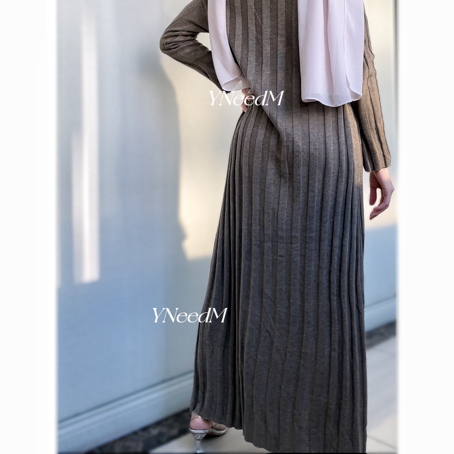 MS282#Vestido musulmán de punto liso