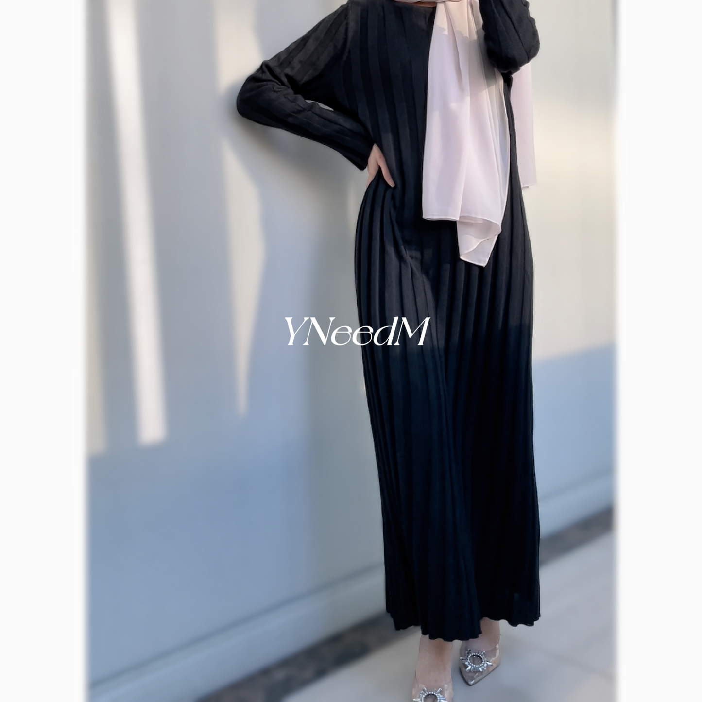MS282#Vestido musulmán de punto liso
