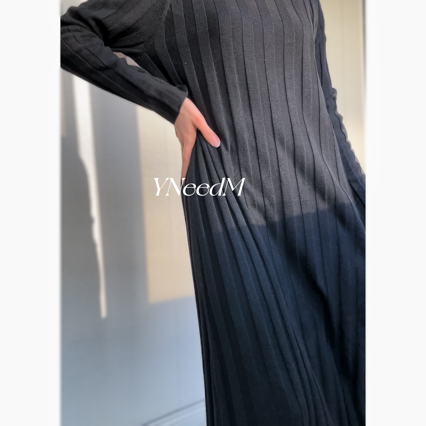 MS282#Vestido musulmán de punto liso