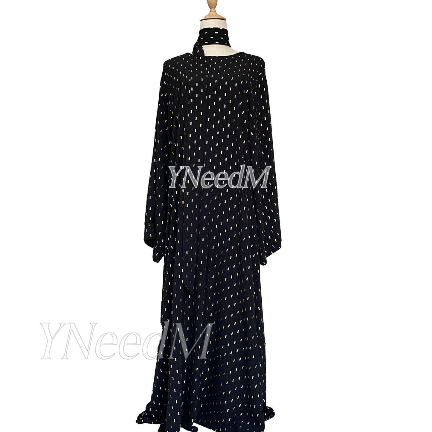 MS321# Abaya musulmana de color bronce con mangas anchas