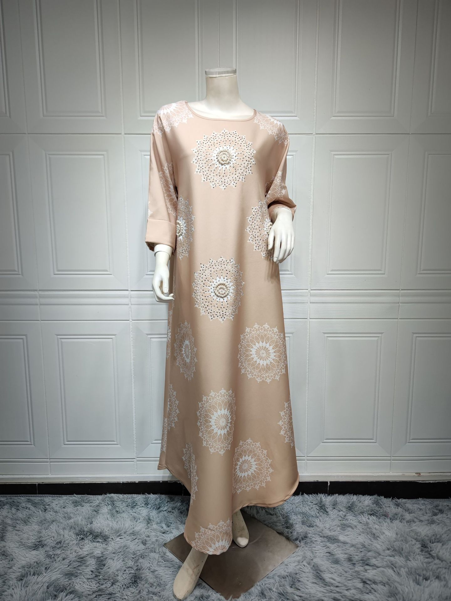 MS301#Vestido estampado para mujer musulmana