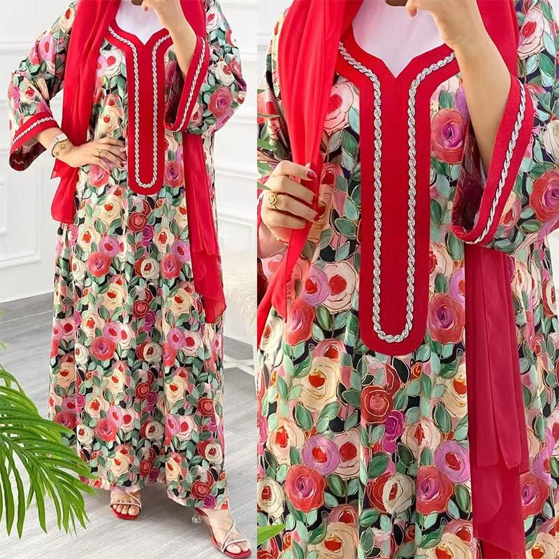 MS299#Muslim women's printed dress