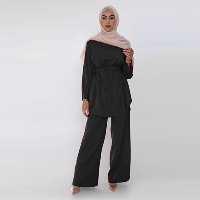 MS029#Women's nidah elastic waist casual suit (Nidah)