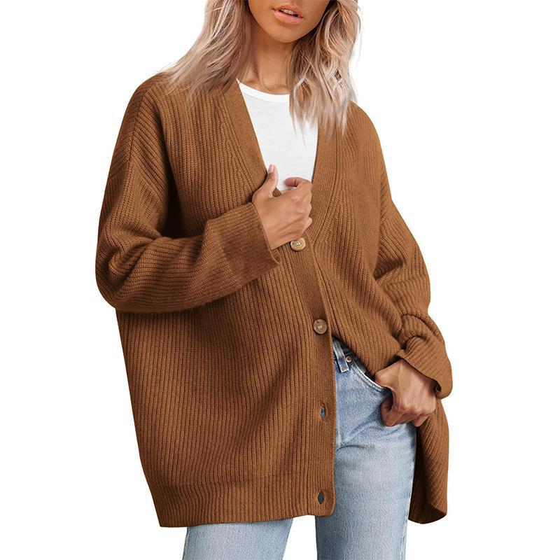 MS357#Simple all-in-one knitted cardigan solid color sweater coat