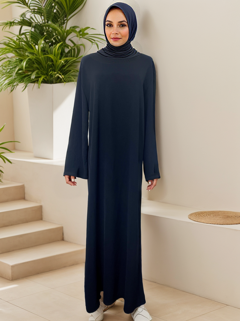 MS111#Muslim slim fit crepe inner dress crepe