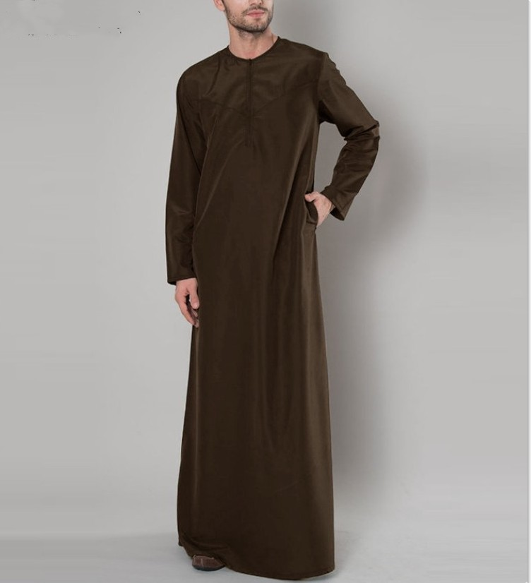 MS322#Muslim men's loose zipper robes